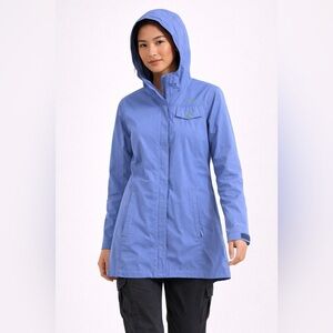 Orage Blue Hooded WaterproofJacket Size M Outdoor Rain Shell Coat Gorp Hiking